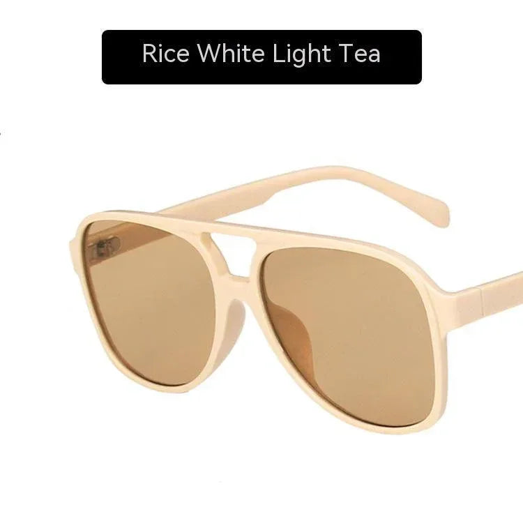 womens-fashion-retro-double-beam-large-rim-sunglasses - Viexta