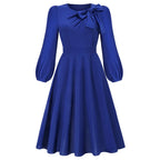 Long Sleeve Bowknot Dress - Viexta