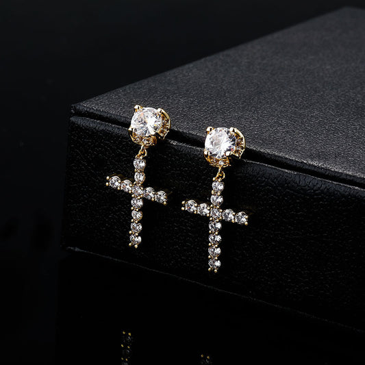 Zircon Cross Stud Earrings