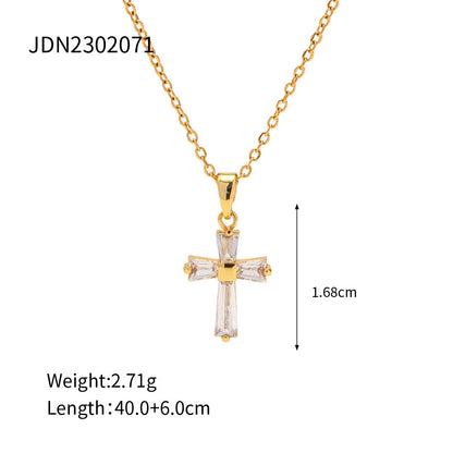 18K Gold Stainless Steel Inlaid White Zircon Necklace