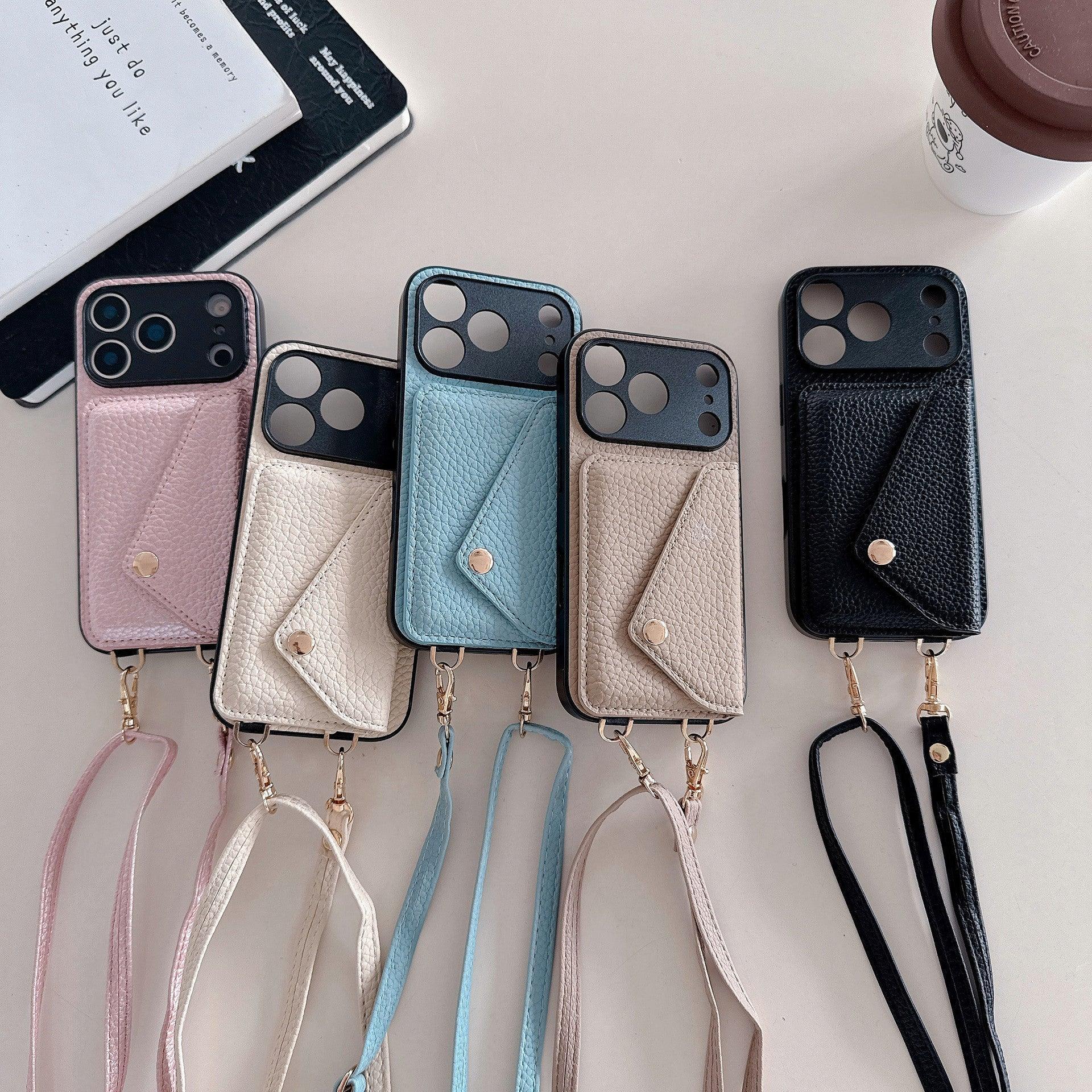Over-the-shoulder Lanyard Leather iPhone Case - Viexta