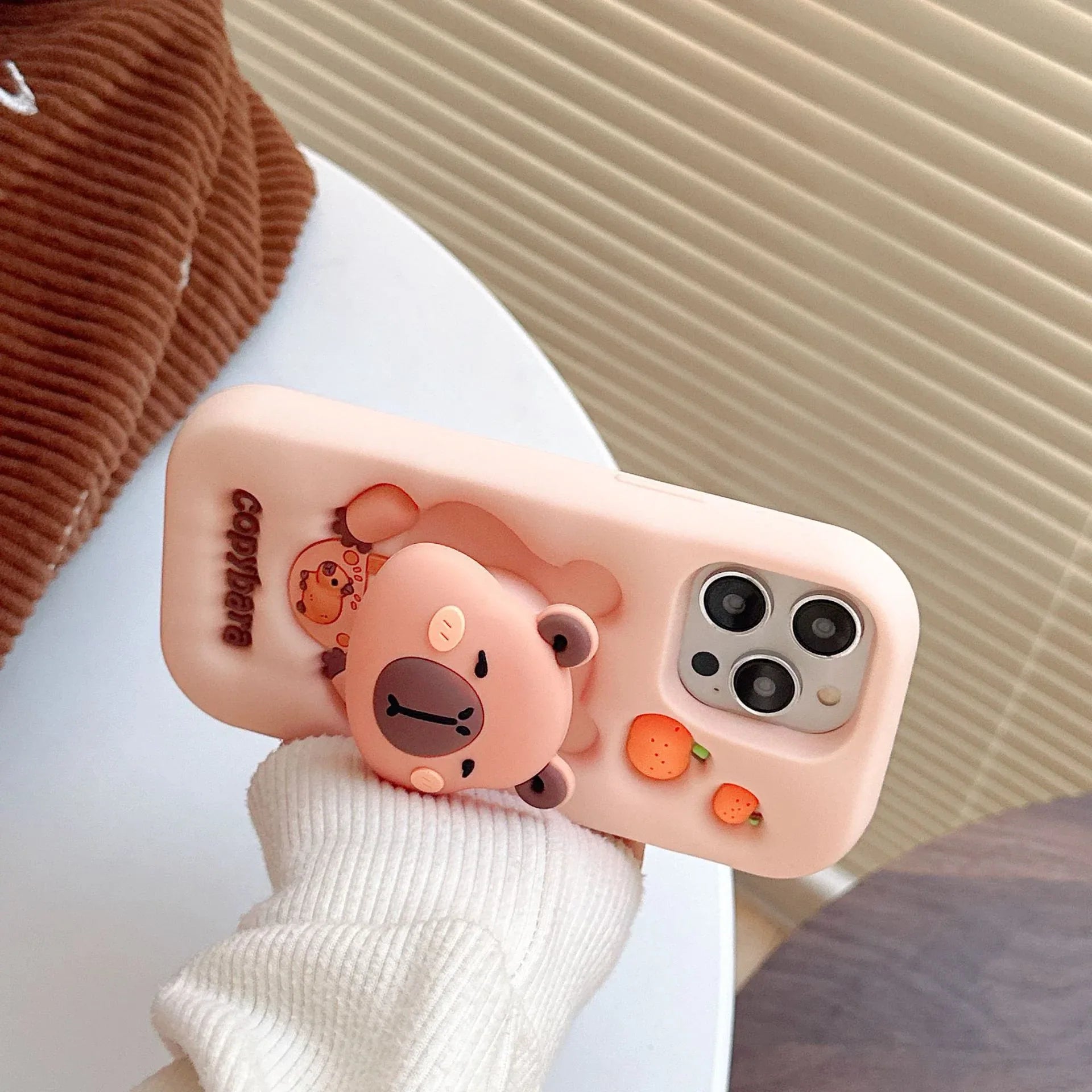 Cartoon Stand Holder Capybara iPhone case