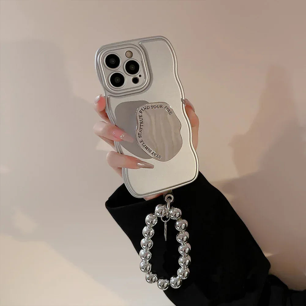Niche Metal Silver Bracelet Electroplating Bracket iPhone Case - Viexta
