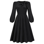 Long Sleeve Bowknot Dress - Viexta