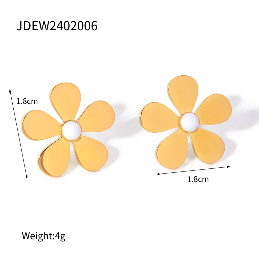 summer-18k-gold-stainless-steel-flower-earrings - Viexta