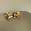 Irregular Metal Pleated Ear Studs - Viexta