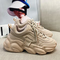 Women's Sneakers With Leather Platform - Viexta