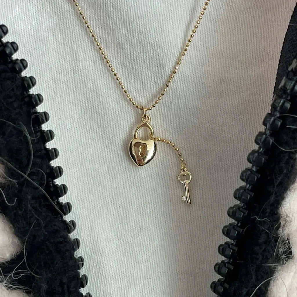 titanium-steel-love-pendant-key-lock-multi-layer-necklace - Viexta