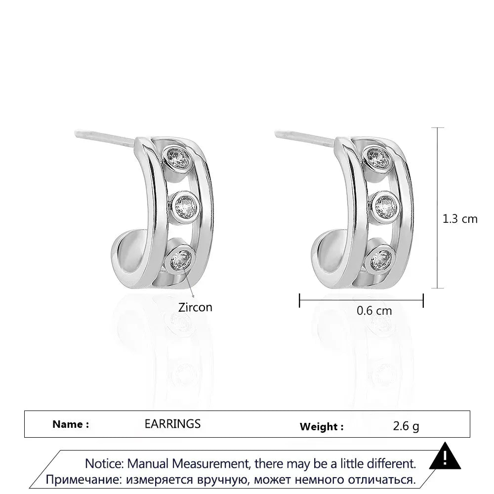 Hexagon Zircon-embedded Earrings - Viexta