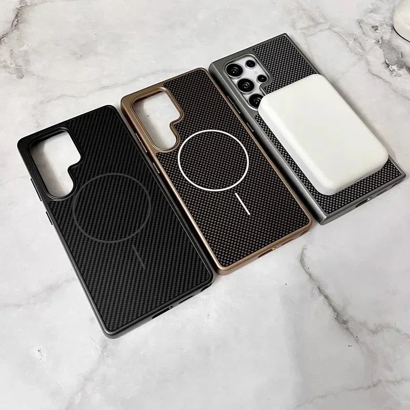 Carbon Fiber Texture Magnetic Suction Samsung case - Viexta