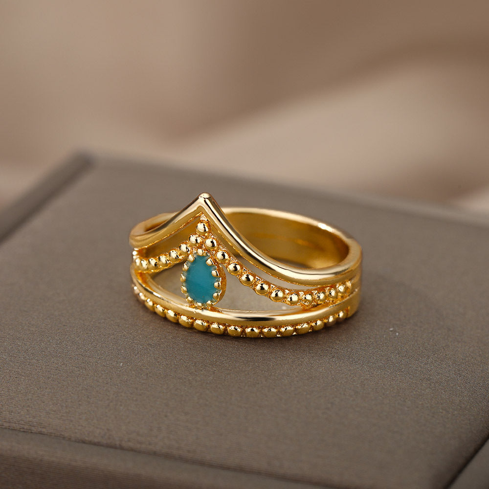 Crown Double Layer Ring