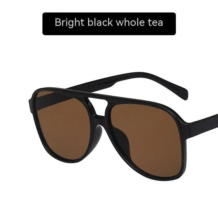 womens-fashion-retro-double-beam-large-rim-sunglasses - Viexta