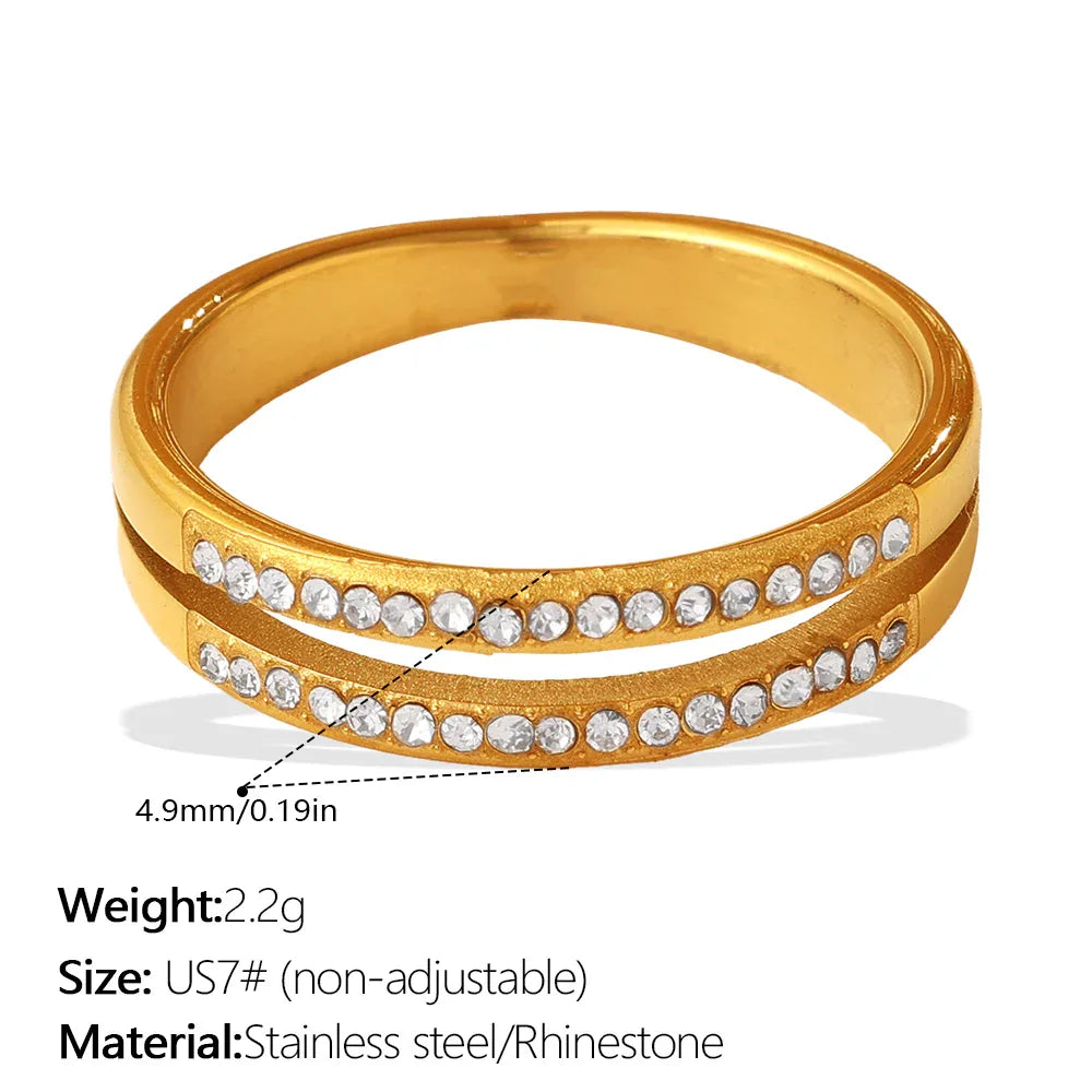 Cube Multi-Layer Diamond-Inlaid Zircon Ring