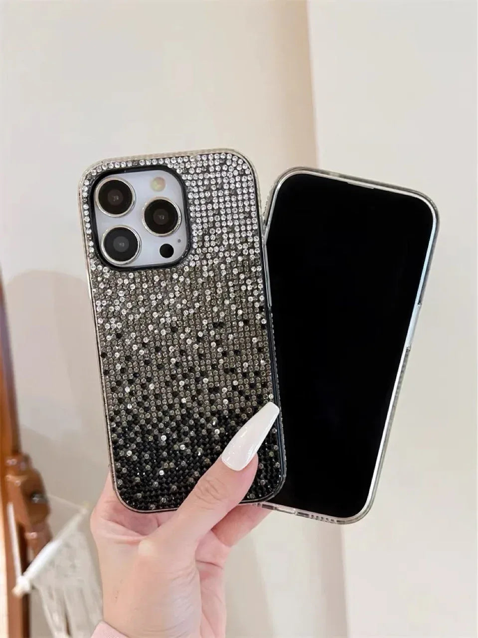 Gradient Edge Diamond Starry Sky Rhinestone iPhone Case - Viexta