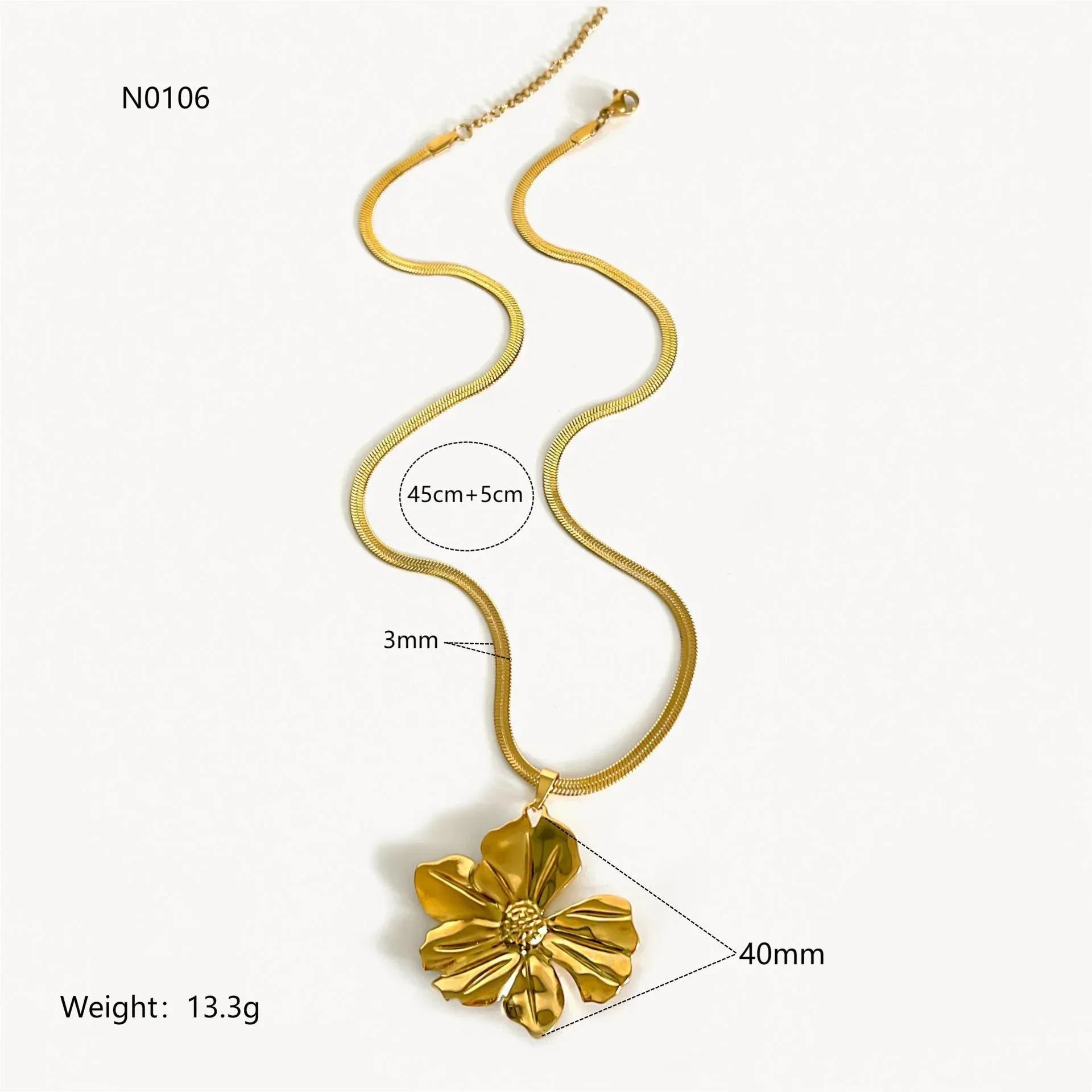 Fashion Exaggerated Stainless Steel Flower Pendant Necklace - Viexta