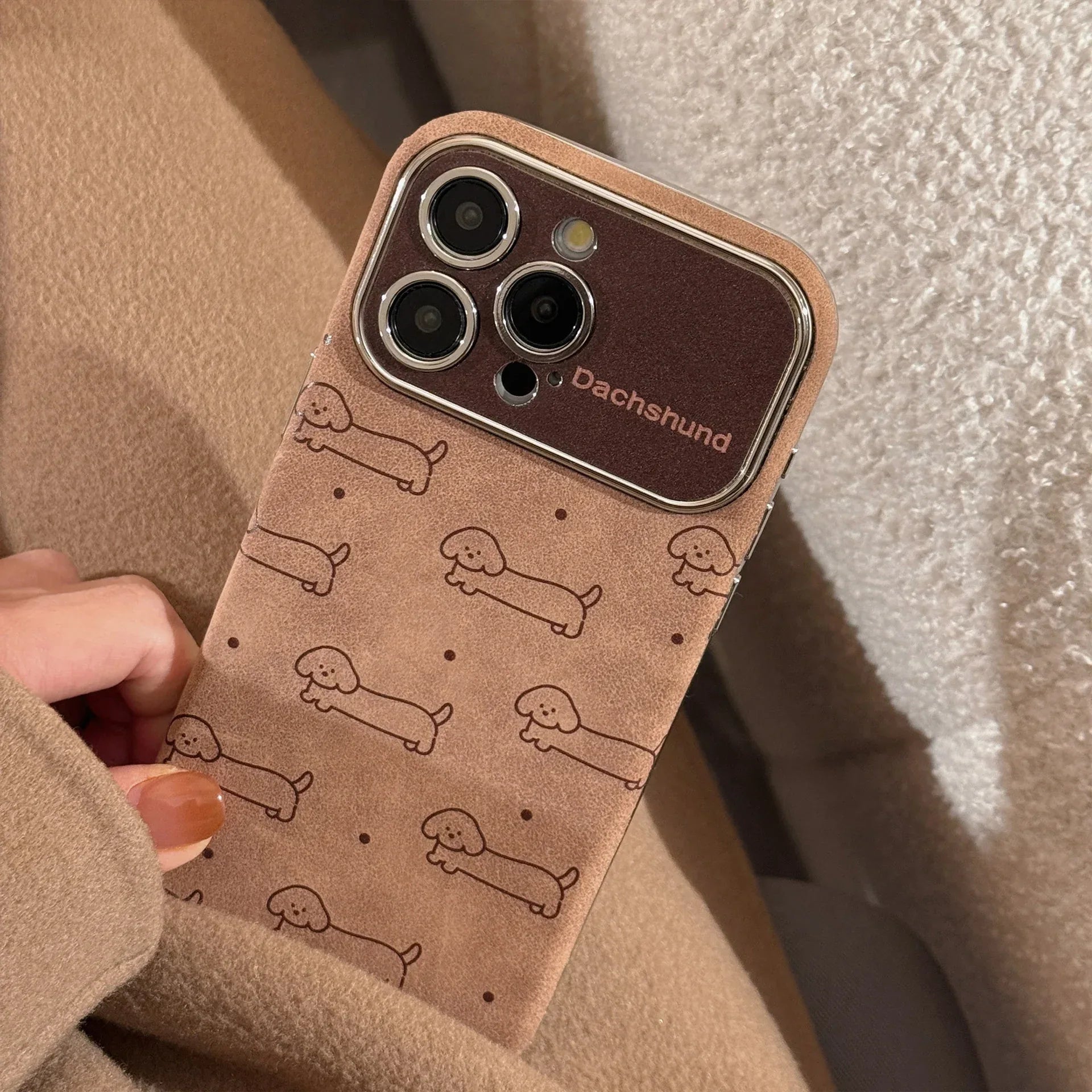 Line-design Plush iPhone Case With Lanyard Full-body Protection - Viexta