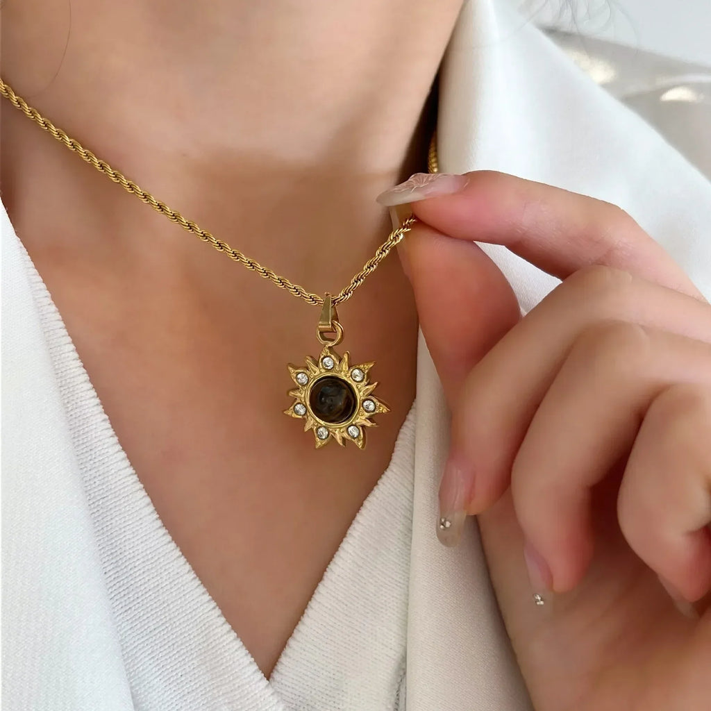 Vintage Maillard Tigereye Titanium Steel Necklace - Viexta