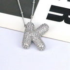 brass-zircon-bubble-letter-pendant-necklace - Viexta