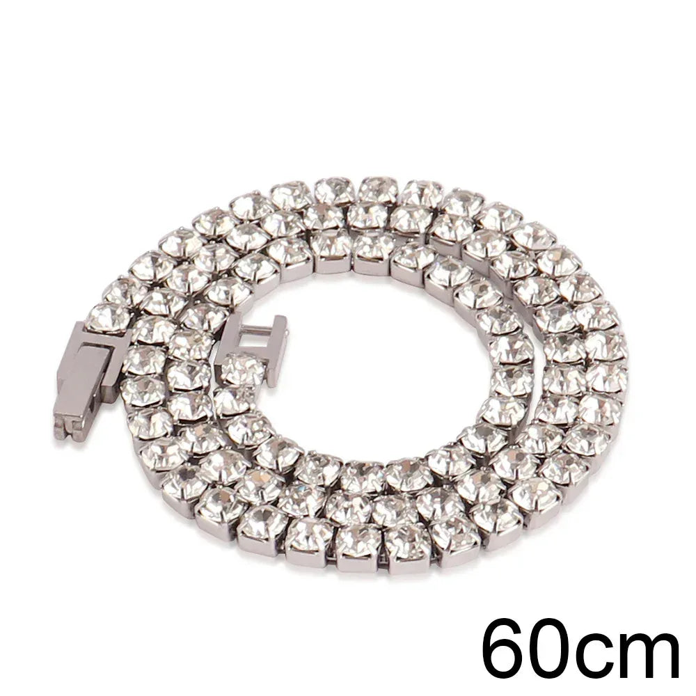 4mm Zircon Tennis Necklace In Stainless Steel - Viexta