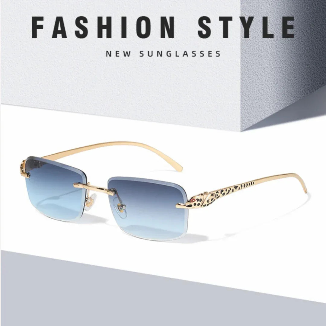 Women's Retro Cheetah Decorative Frameless Square Sunglasses - Viexta