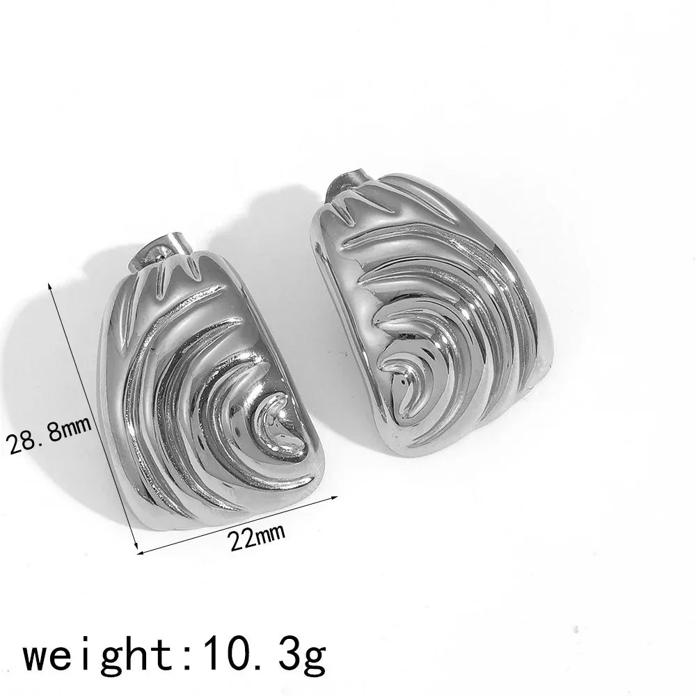 18K Gold Thread Titanium Steel Ear Studs - Viexta
