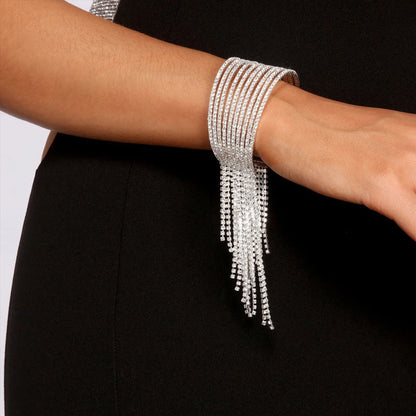 Multi-layer Tassel Rhinestone Bracelet