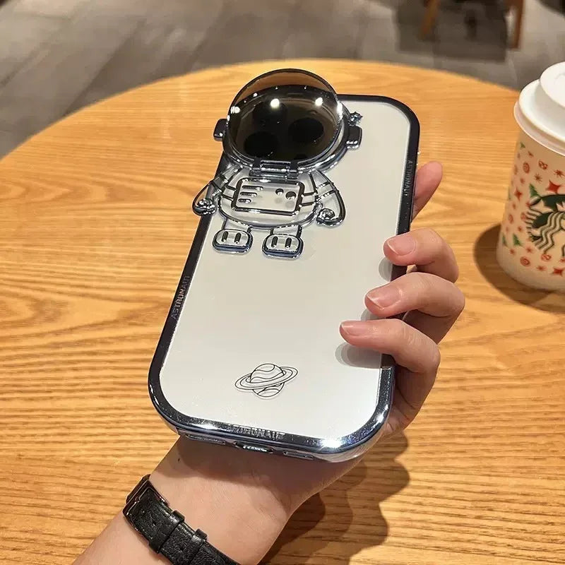 Glitter Astronaut Camera Stand Phone Case For IPhone - Viexta