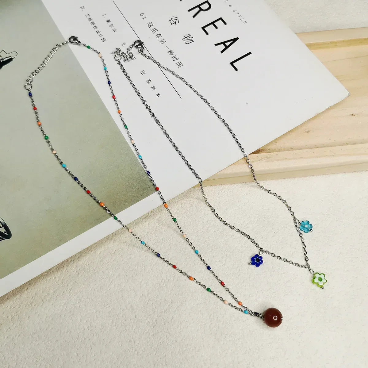 Cute Flower Twin Ultra-fine Clavicle Chain - Viexta