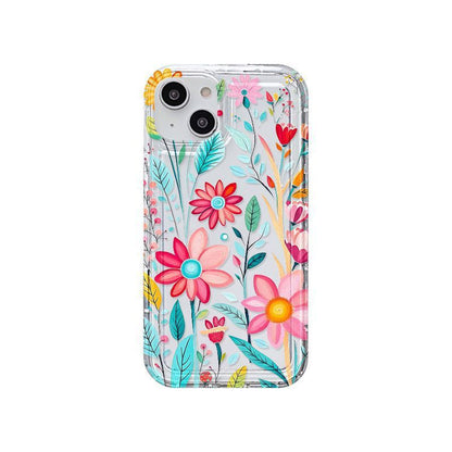 Transparent Colorful Flowers iPhone Case