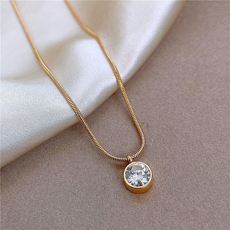 Women's Titanium Steel Zircon Necklace - Viexta