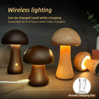 Wooden Cute Mushroom LED Night Light - Viexta