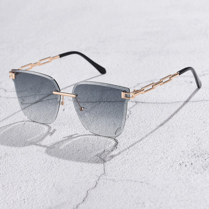 Frameless Trimming Metal Hollow Gradient Sunglasses