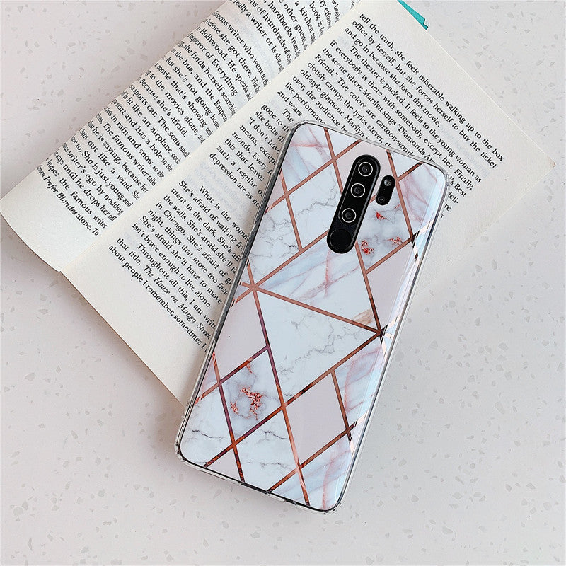 Plating Splice Marble Phone Cases for Samsung Note Series and Redmi