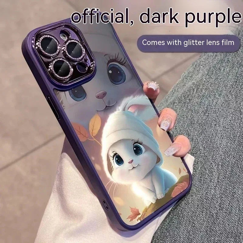 Hat Rabbit Glitter Lens Transparent Mobile iPhone Case - Viexta