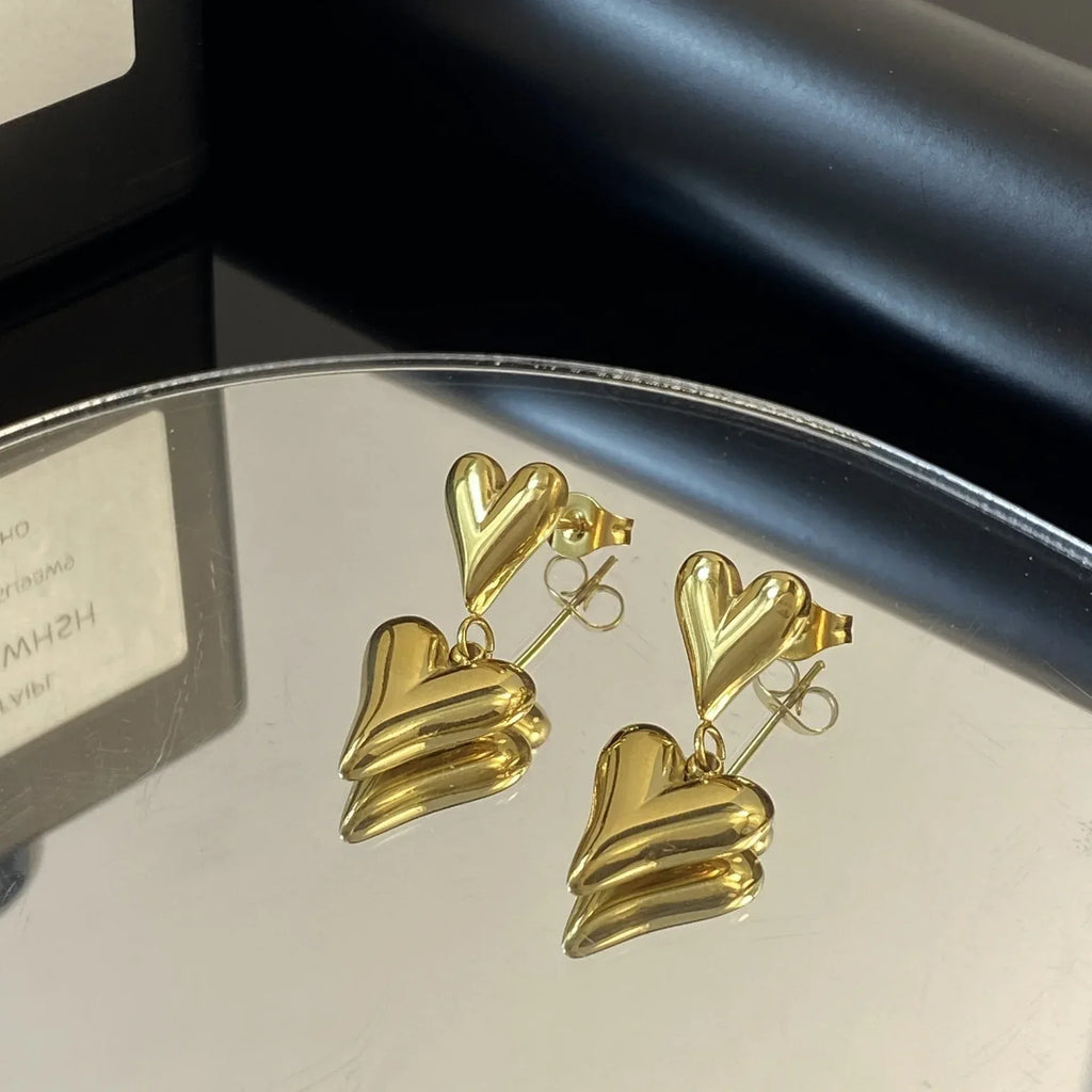 double-layers-loving-heart-earrings - Viexta