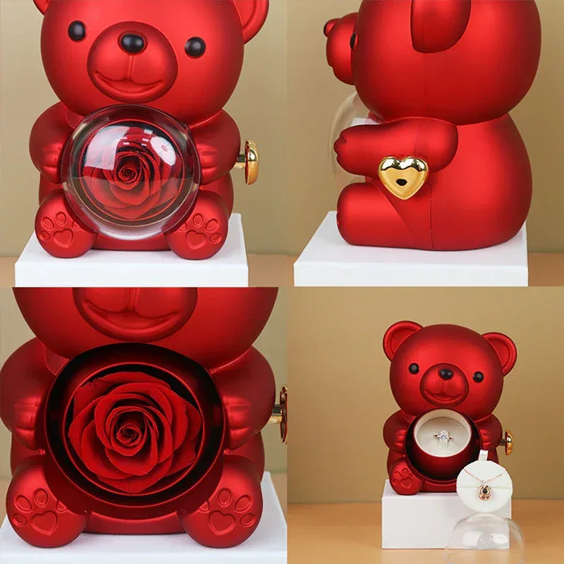 rotating-bear-gift-box-rose-jewelry-box - Viexta