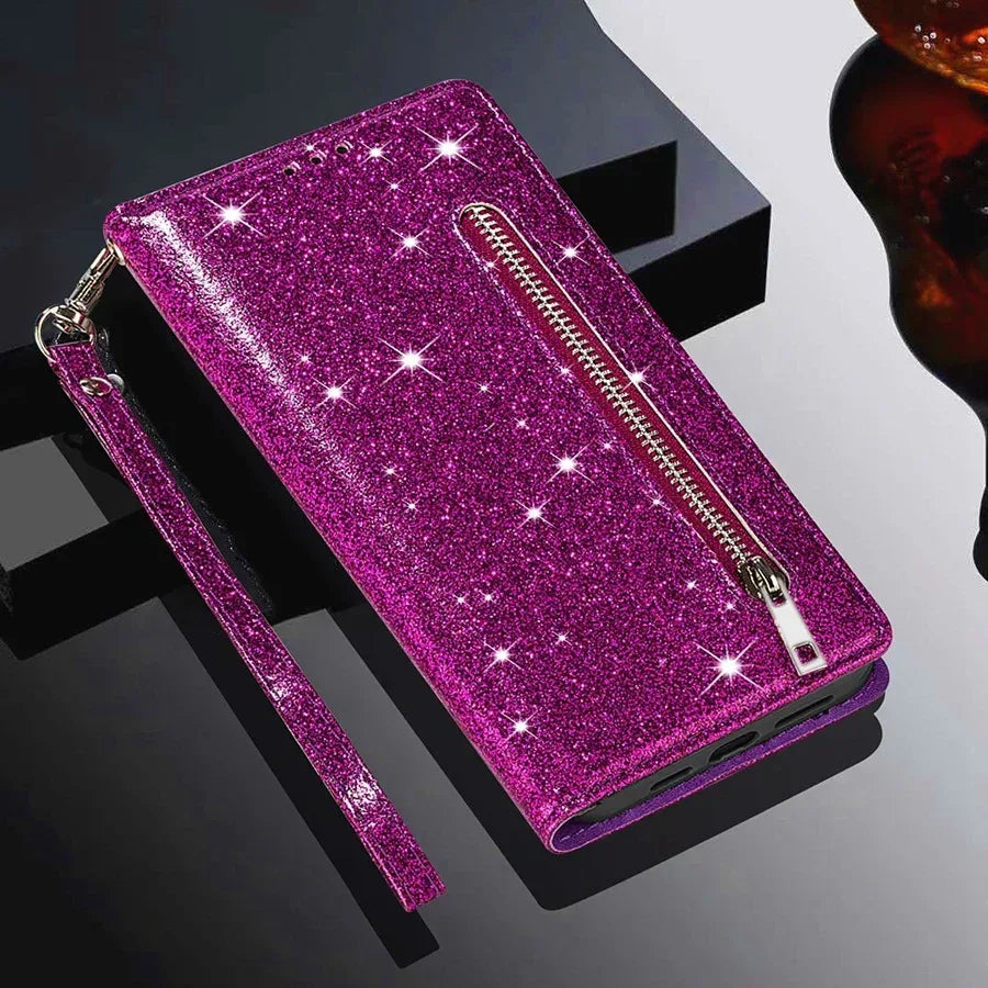 Zipper Shiny Leather iPhone Case - Viexta