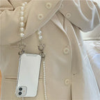 Crossbody Pearl Chain Frosty Mirror iPhone Case - Viexta