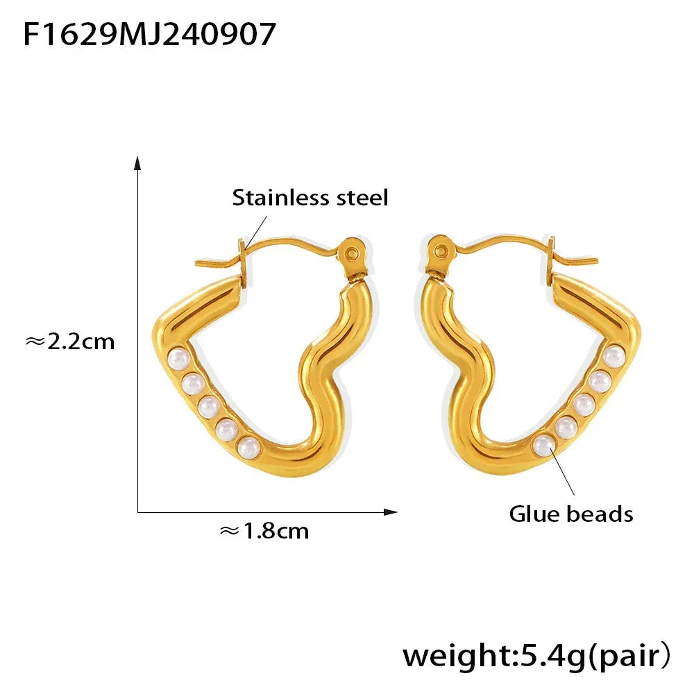 Heart-shaped Stainless Steel 18K Gold-plated Light Luxury Earrings - Viexta