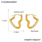 Heart-shaped Stainless Steel 18K Gold-plated Light Luxury Earrings - Viexta