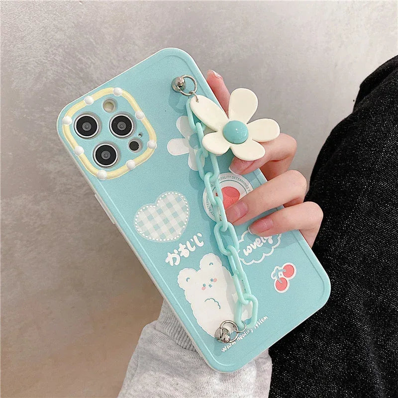Mint Green Flower Chain iPhone case - Viexta