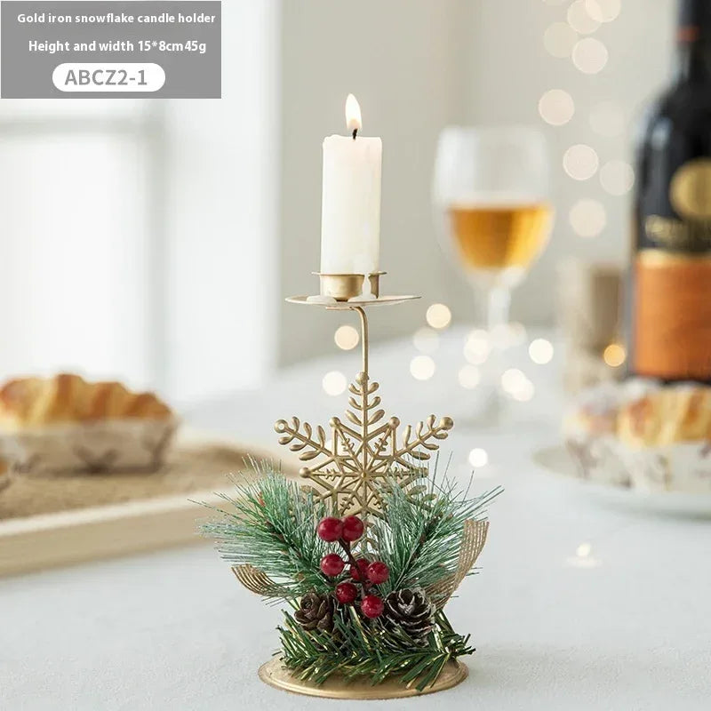christmas-candlestick-golden-wrought-iron-window-decoration - Viexta
