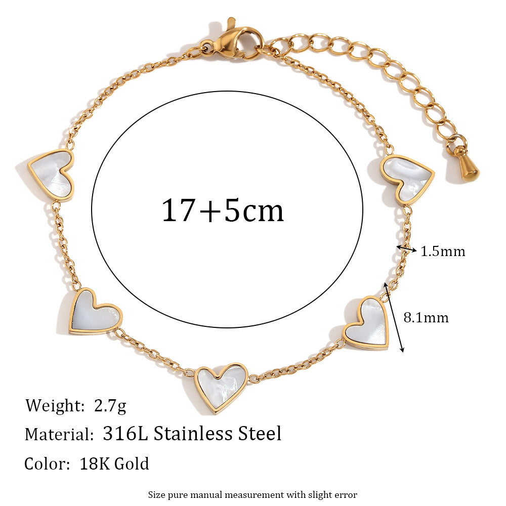 18K Gold Plating Three-layer Micro-inlaid Peach Heart Flower Bracelet