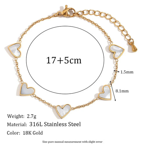 18K Gold Plating Three-layer Micro-inlaid Peach Heart Flower Bracelet - Viexta