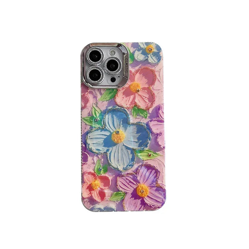 Spot Drill Oil Painting Flowers iPhone Case - Viexta