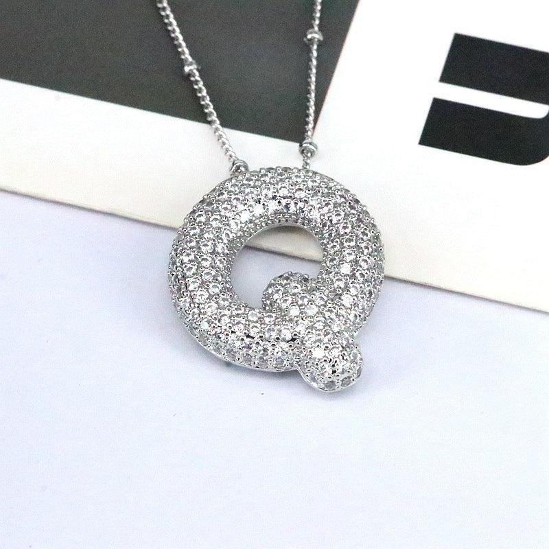 brass-zircon-bubble-letter-pendant-necklace - Viexta