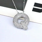 brass-zircon-bubble-letter-pendant-necklace - Viexta