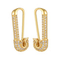 Tarnish-free Zircon Inlaid Safety-Pin Earring - Viexta