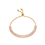 Zircon-studded Chain Pearl Bracelet