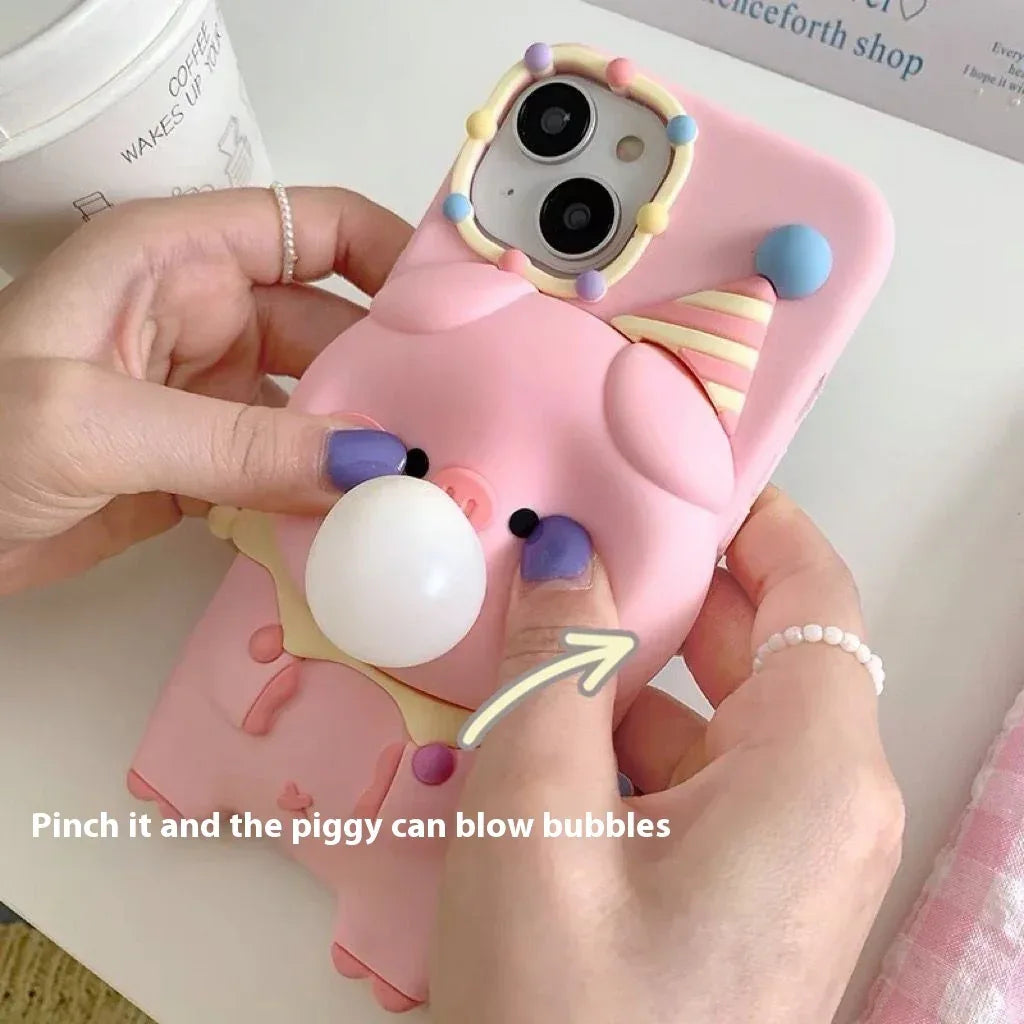 Press Bubble Blowing Cartoon Silicone iPhone Case - Viexta